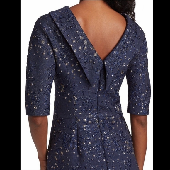 Rickie Freeman for Teri Jon Navy and Gold Midi Dress - Picture 11 of 11